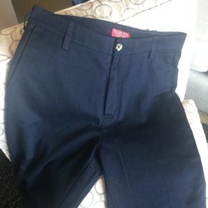 Mens Navy Flat Front Pants